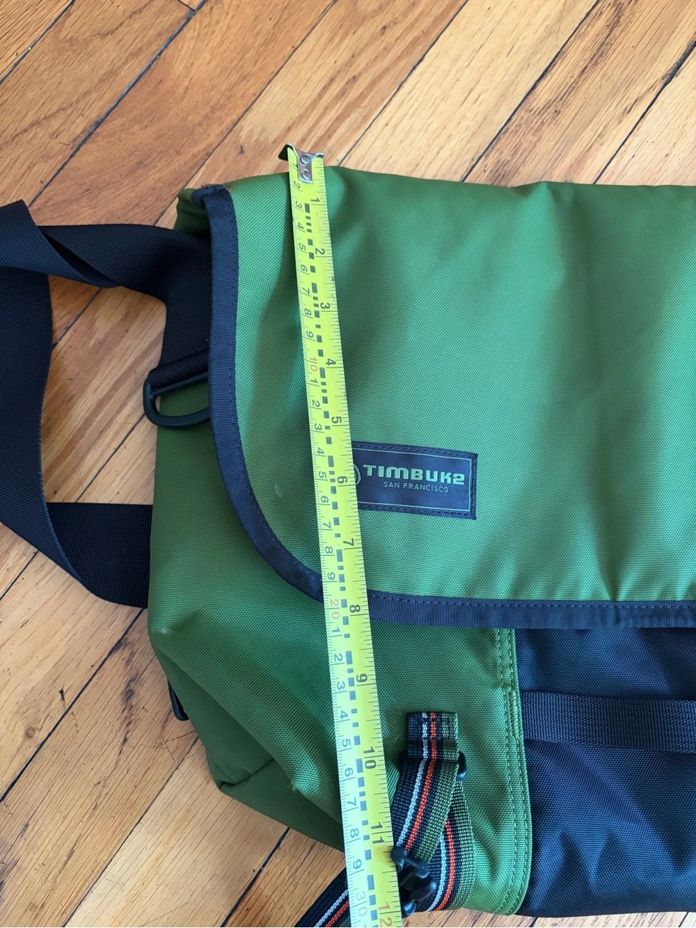 Timbuk2 Olive Green, Black & Orange Messenger Bag.
